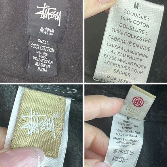 Stussy Mens Red Plaid Flannel Shirt Shacket Size Medium Button Fleece Lined - Picture 5 of 14